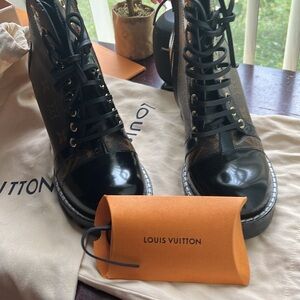 Louis Vuitton Black and Brown Combat Boots